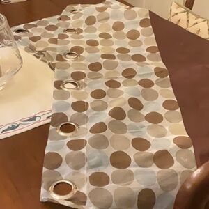 Fabulous sheer blue, tan & brown Polka Dot 2 panel drapes or shower curtain.